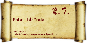 Mahr Tünde névjegykártya